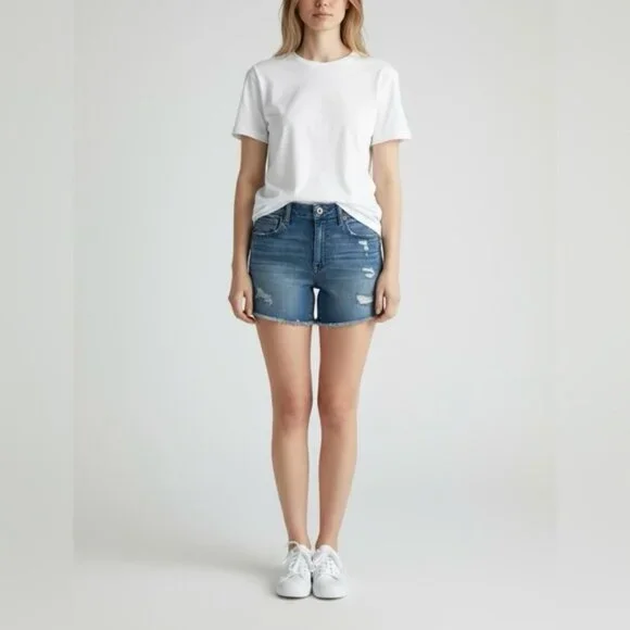 American Eagle Outfitters Curvy Hi-Rise Shortie Blue Jean Shorts Super Stretch 4 - Picture 8 of 8